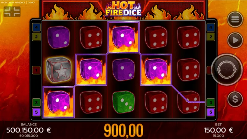 Hot Fire Dice - grunnleikur og stækkandi Fire Blaze tákn