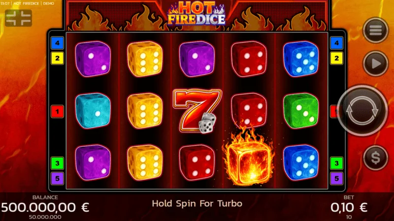 Hot Fire Dice - leikskjár með brennandi sjöum